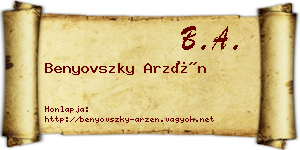 Benyovszky Arzén névjegykártya